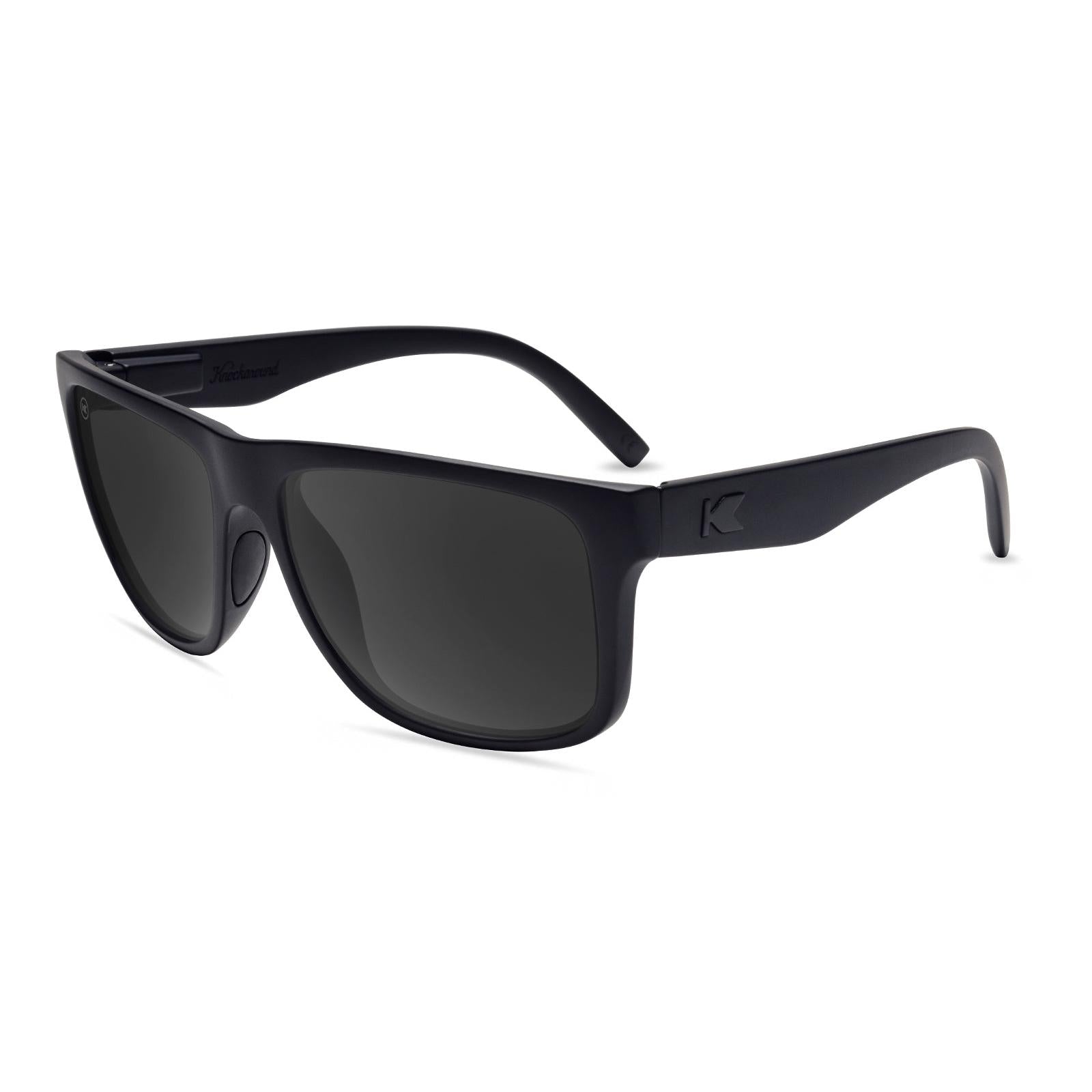 Sunglasses with Matte Black Frames and Polarized Black Smoke Lenses, Flyover