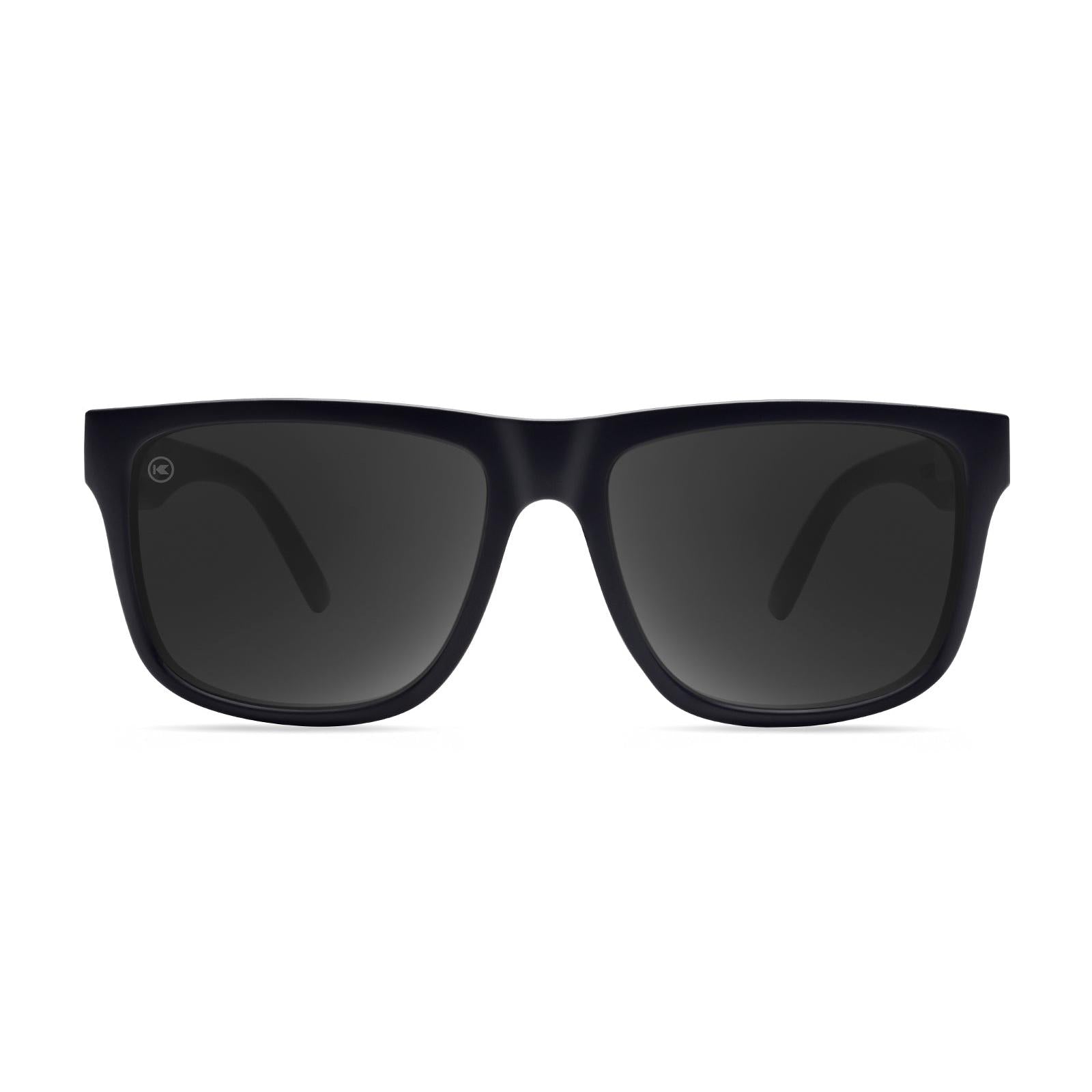 Sunglasses with Matte Black Frames and Polarized Black Smoke Lenses, Front