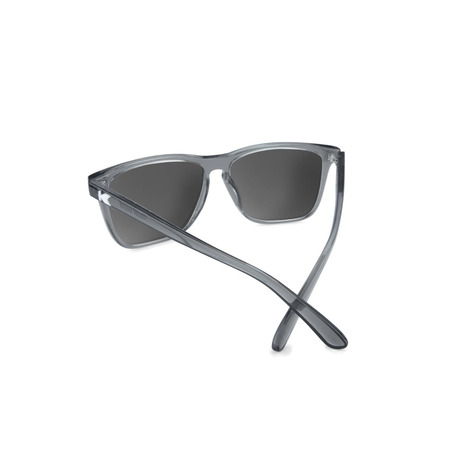 Sport Sunglasses with Clear Grey Frame and Polarized Green Moonshine Lenses, Back