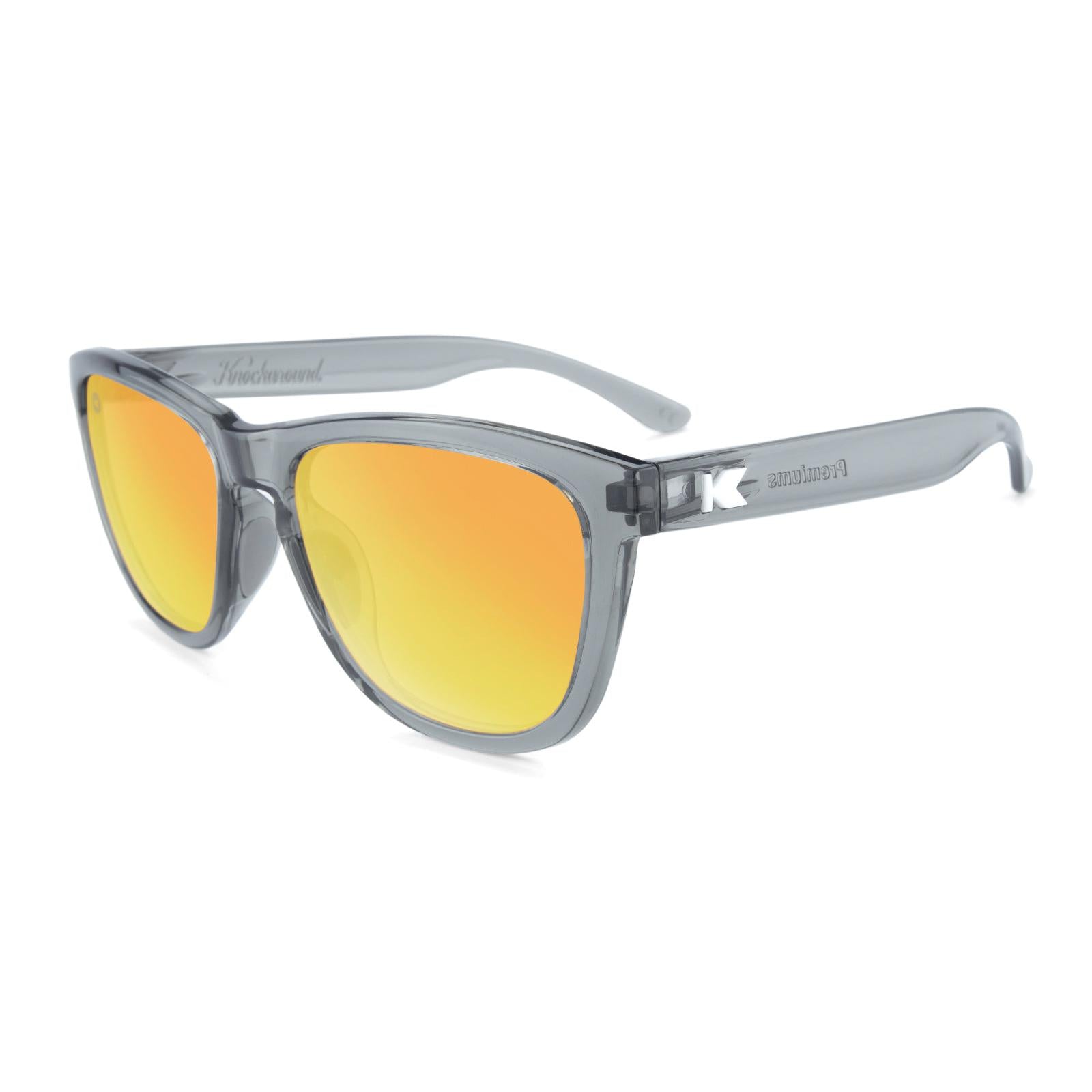 Sport Sunglasses with Clear Grey Frame and Polarized Orange Sunset Lenses, Flyover