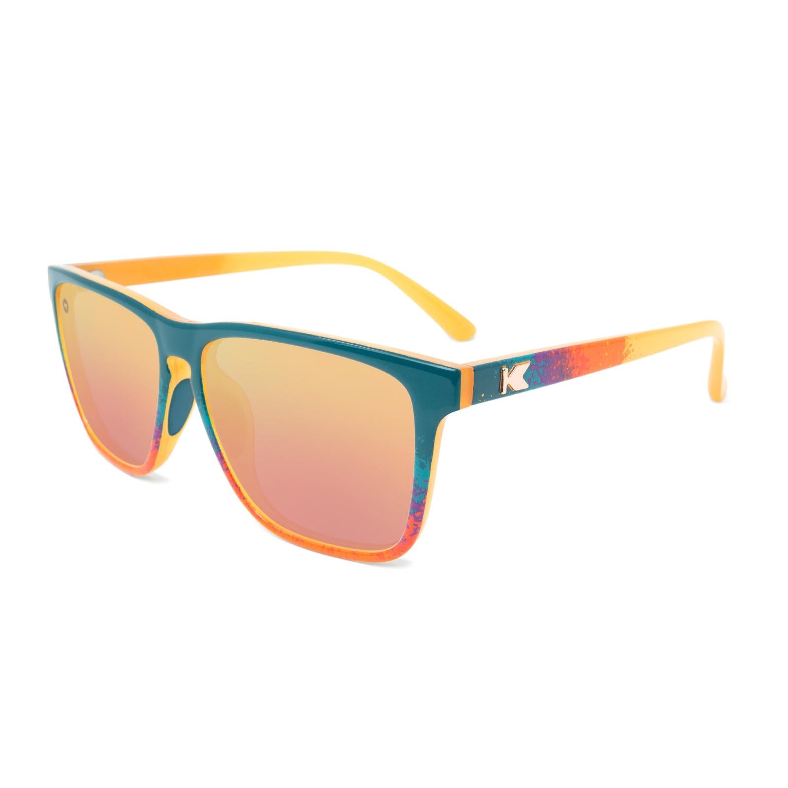Sunglasses with Speckled Sunset Frames and Polarized Rose Gold Lenses. Flyover