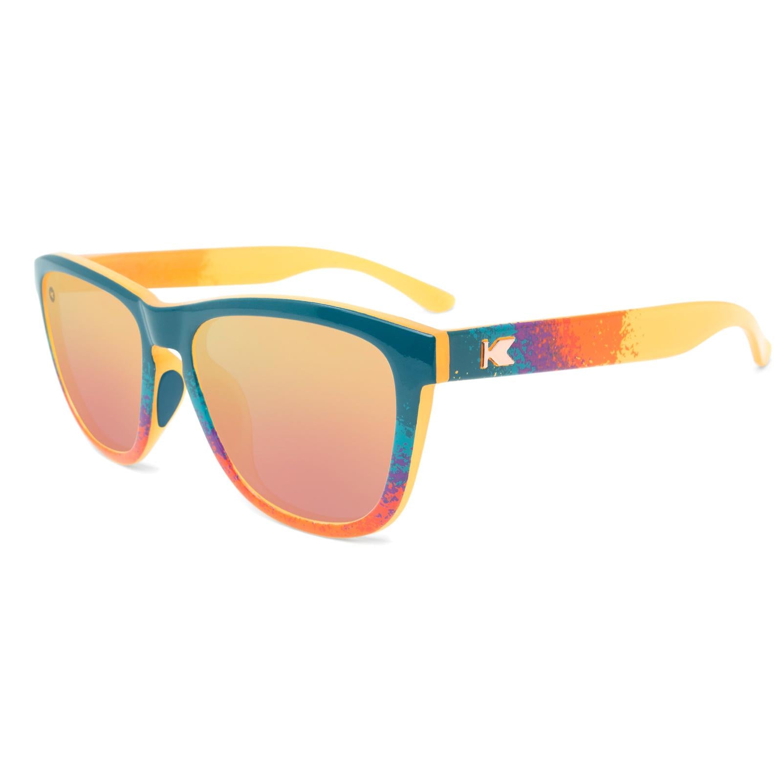 Sunglasses with Speckled Sunset Frames and Polarized Rose Gold Lenses. Flyover