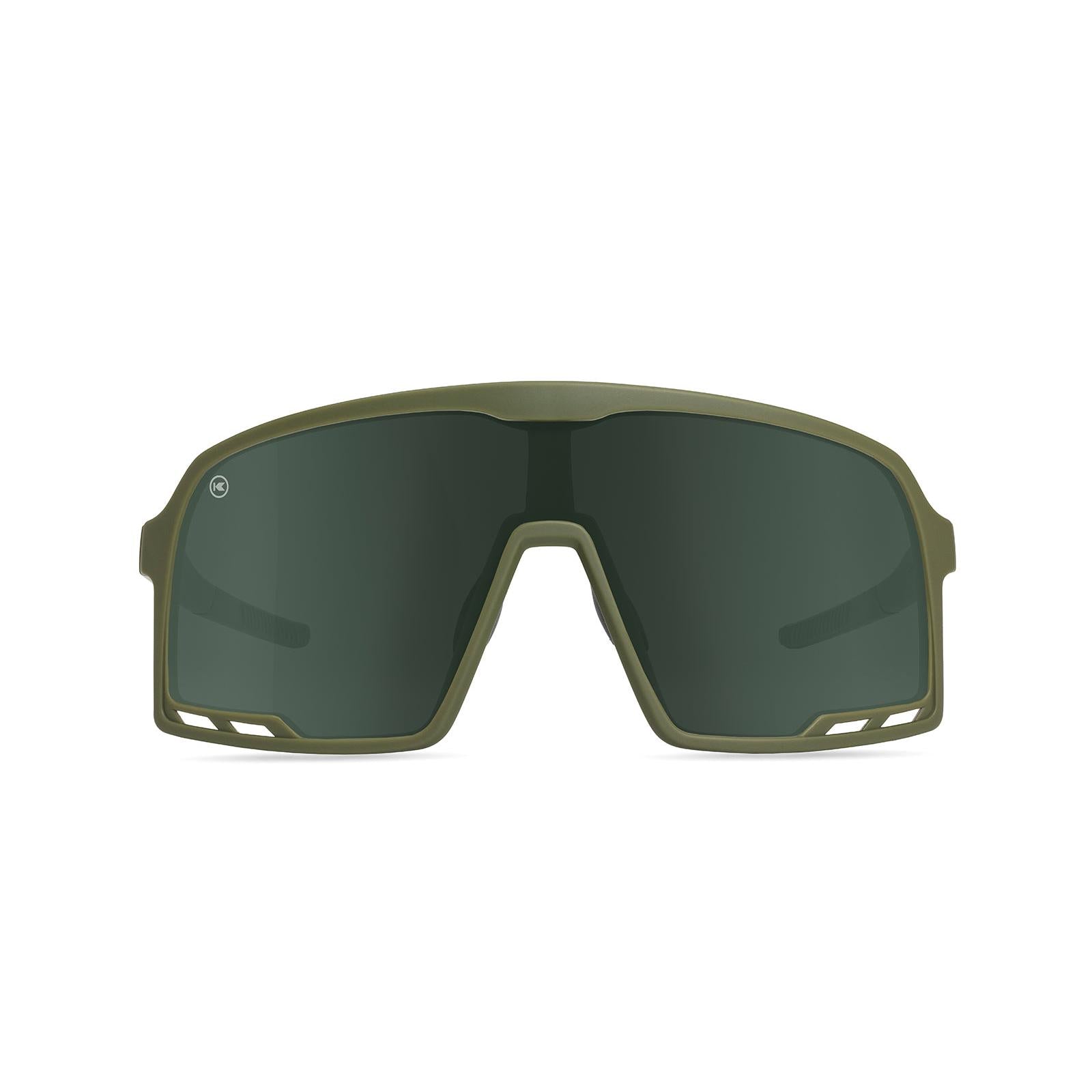 Knockaround Sport Sunglasses with Army Green Frames and Aviator Green Lenses, Front