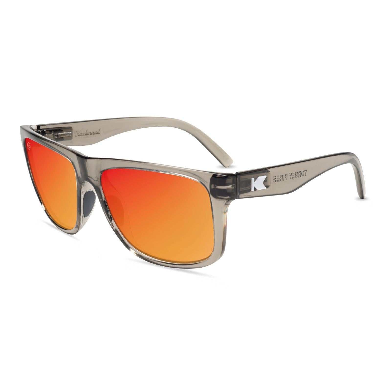 Sunglasses with Clear Grey Frames and Polarized Red Sunset Lenses,Flyover