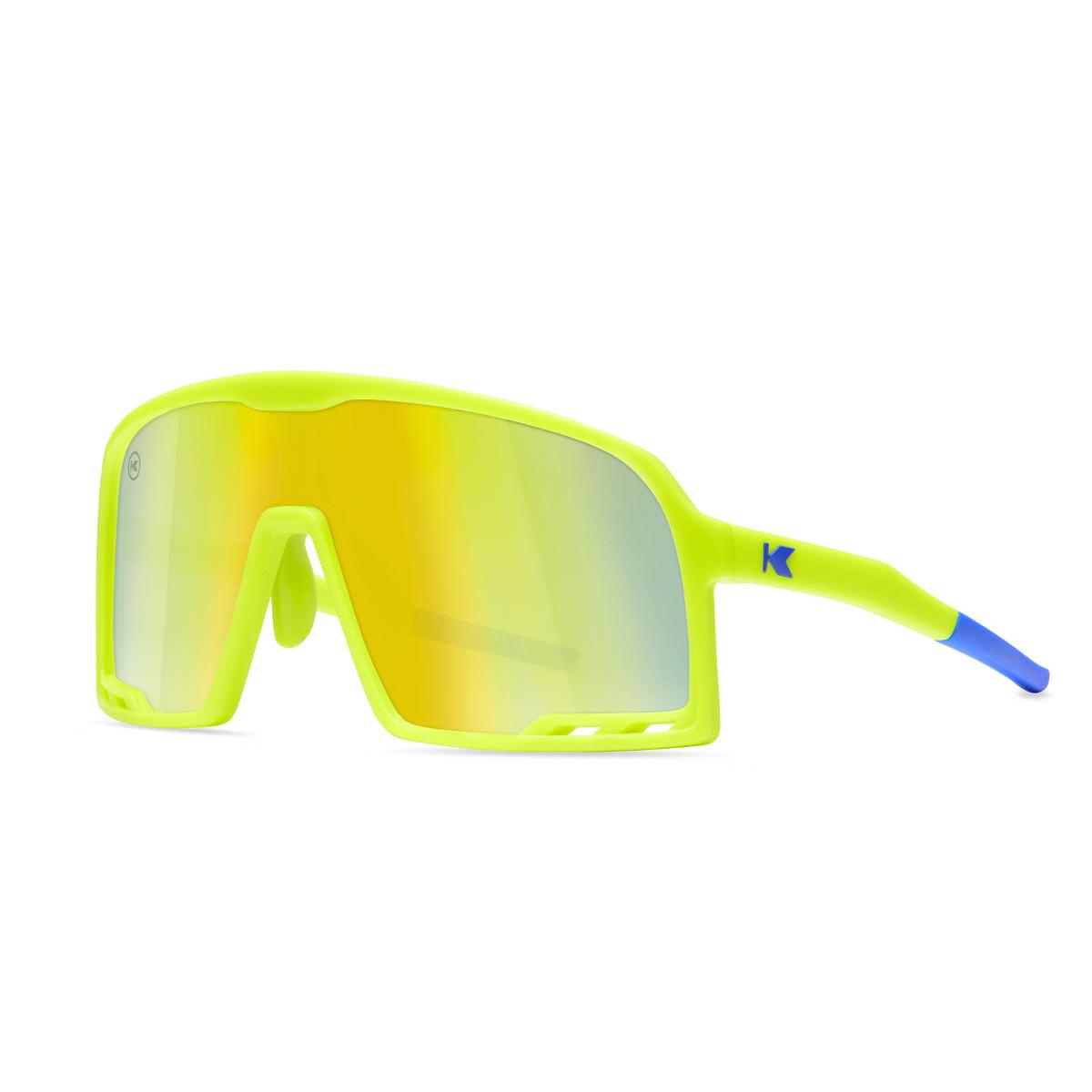 Sport Sunglasses with Neon Yellow Frames and Yellow Lenses, Threequarter