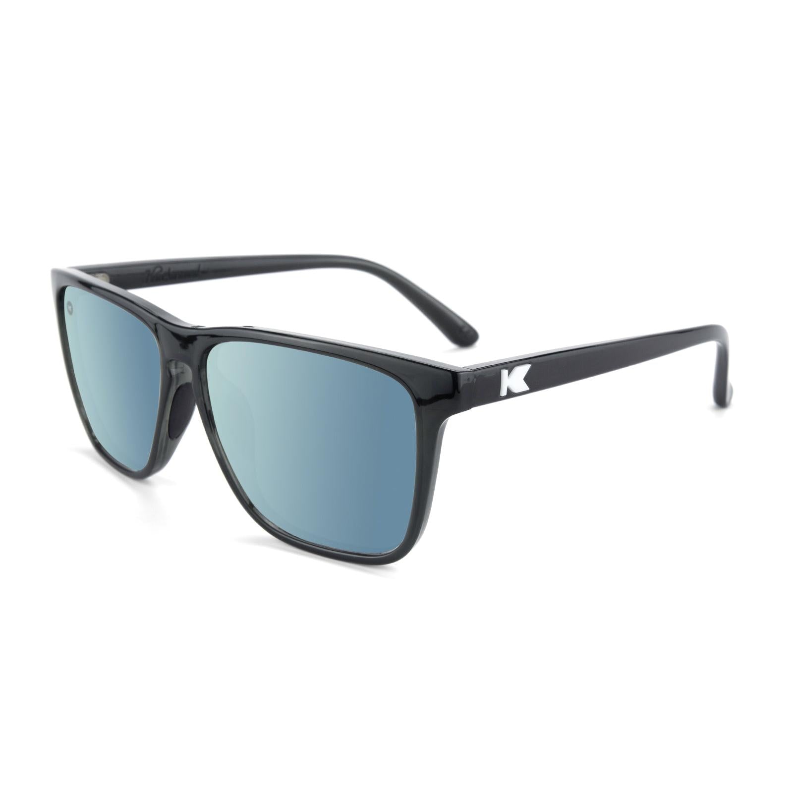 Sport Sunglasses with Jelly Black Frame and Polarized Sky Blue Lenses, Flyover