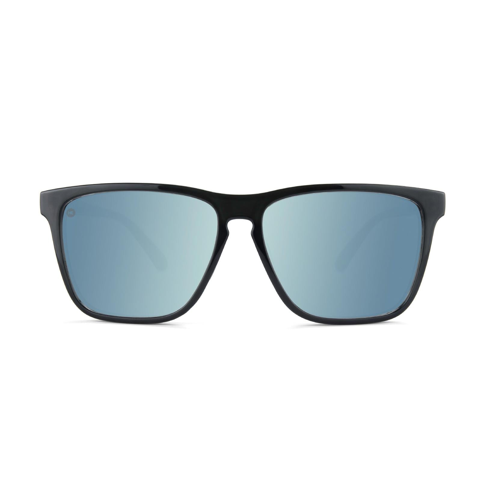 Sport Sunglasses with Jelly Black Frame and Polarized Sky Blue Lenses, Front