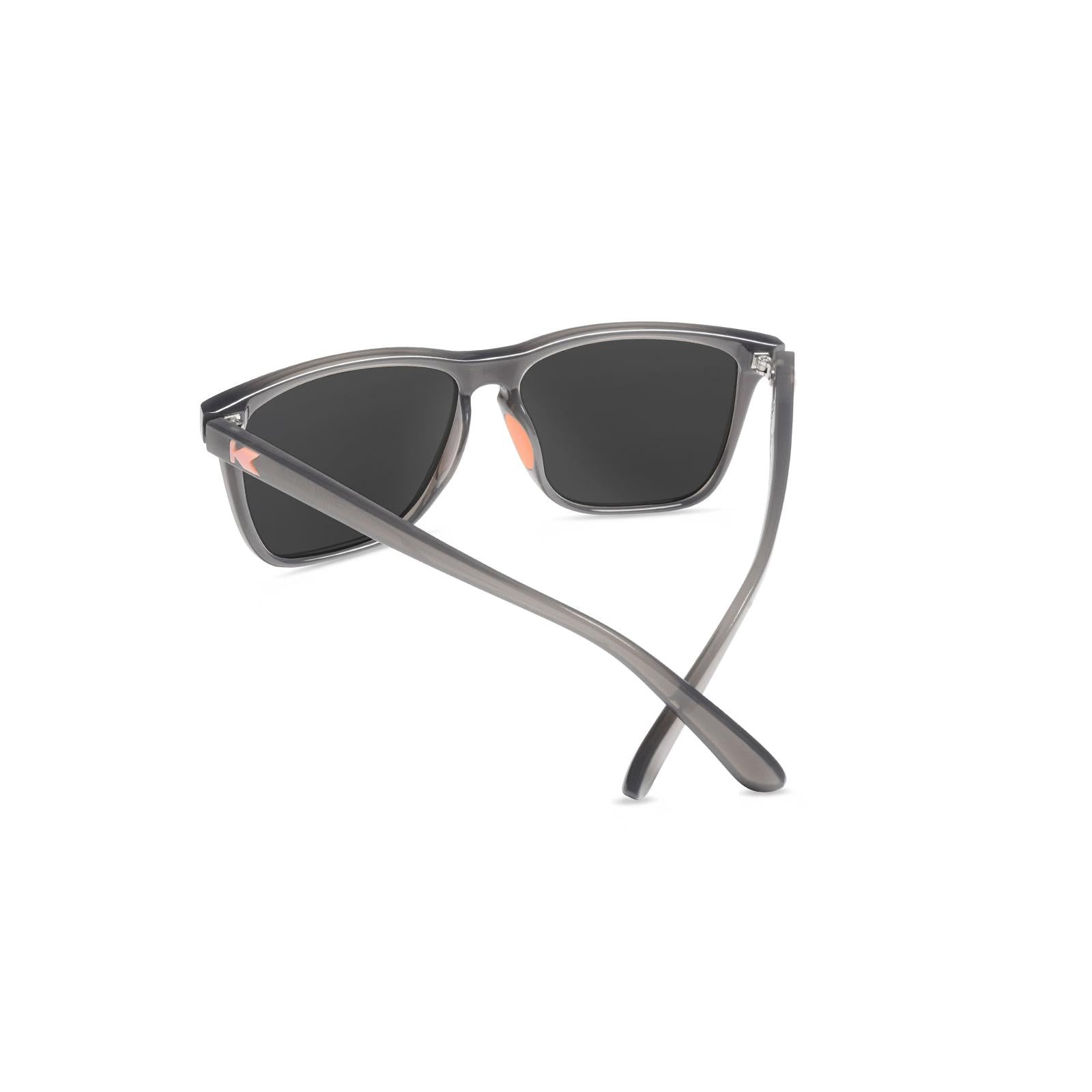 Sunglasses with Grey Frames and Polarized Peach Lenses, Back