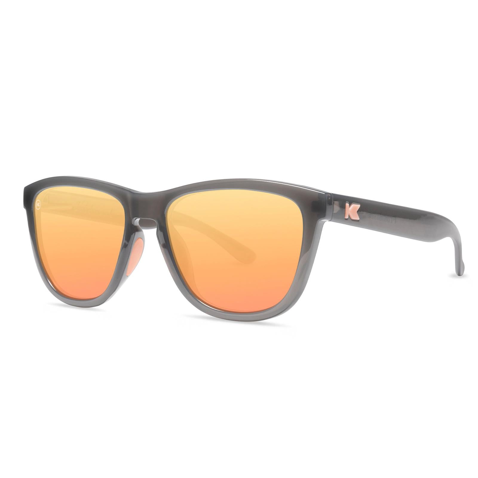 Sport Sunglasses with Jelly Grey Frames and Polarized Peach Lenses, Threequarter