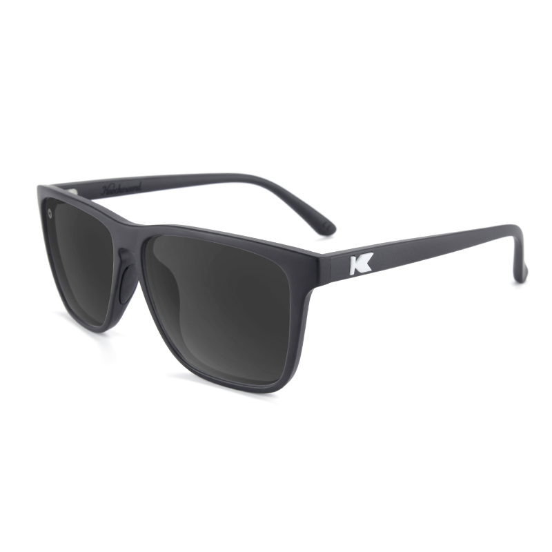 Sport Sunglasses with Matte Black Frame and Polarized Black Smoke Lenses, Flyover