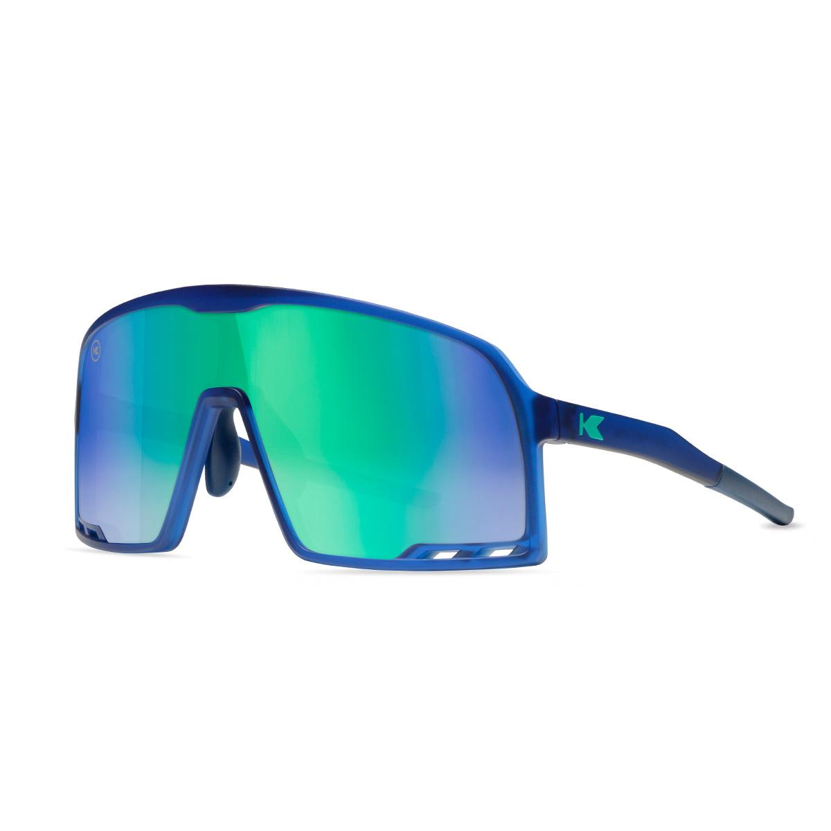 Sport Sunglasses with Rubberized Navy Frames and Caribbean Moonshine Lenses, Threequarter