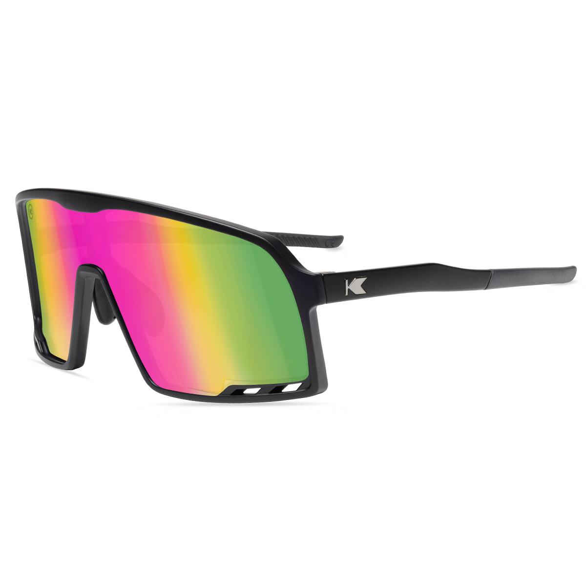 Sport Sunglasses with Matte Black Frames and Rainbow Lenses, Flyover
