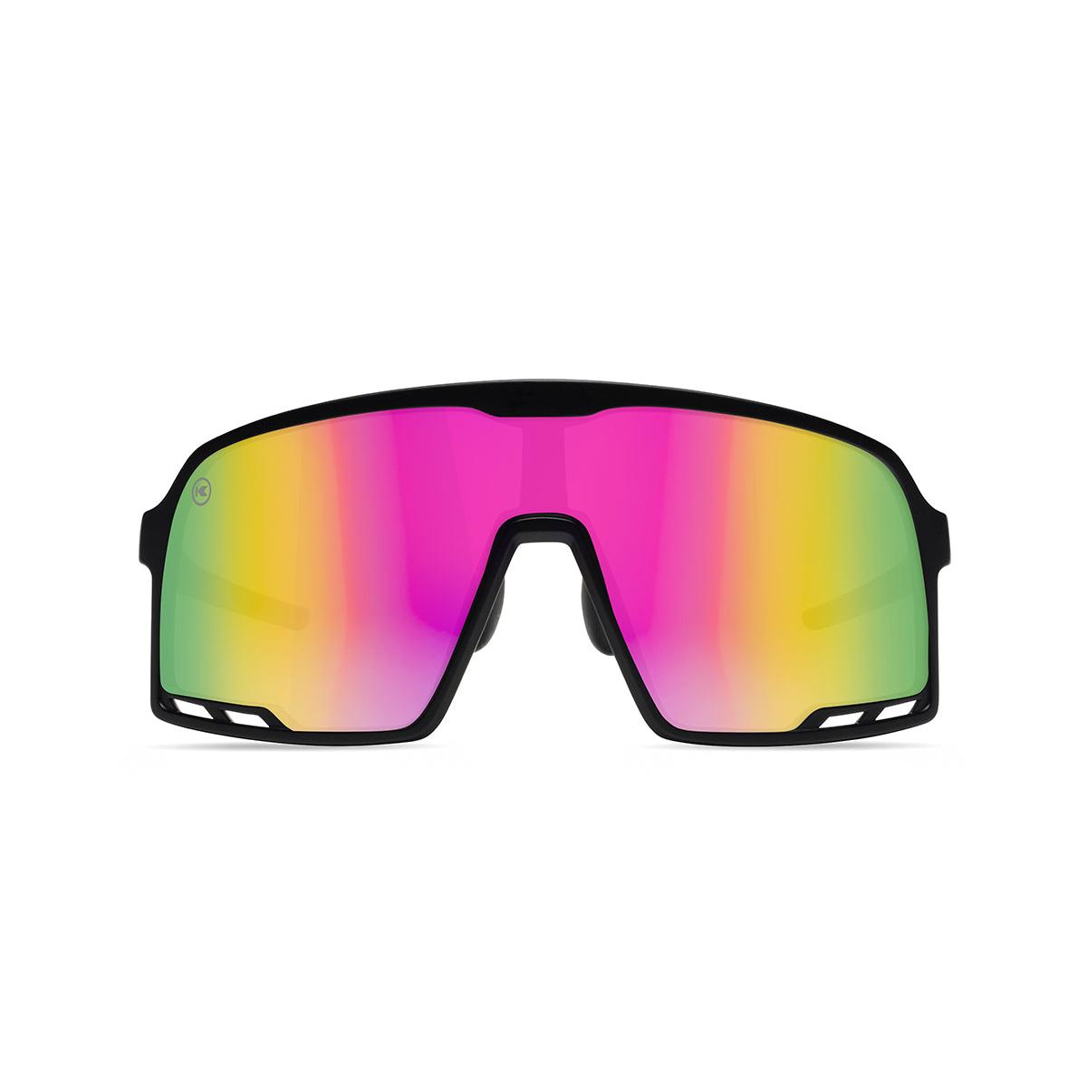 Sport Sunglasses with Matte Black Frames and Rainbow Lenses, Front