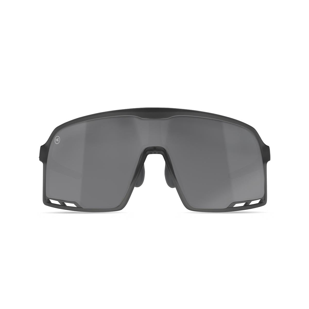 Sport Sunglasses with Frosted Grey Frames and Silver Smoke Lenses, Front