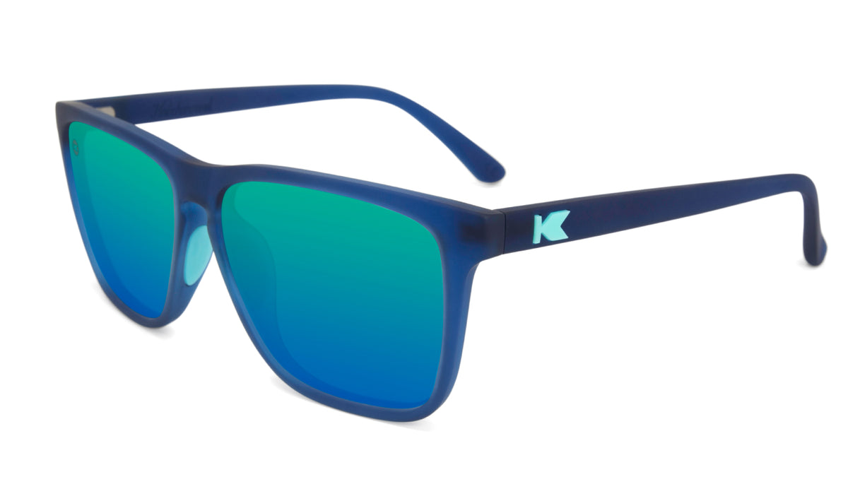 Rubberized Navy Sunglasses with Mint Green Lenses