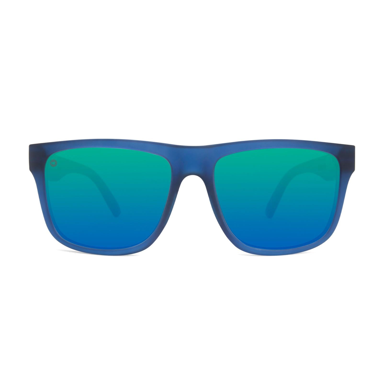 Sunglasses with Navy Frames and Polarized Green Lenses, Front