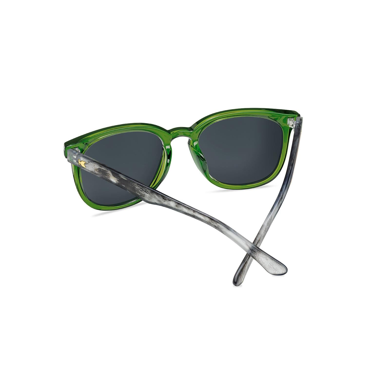 Sunglasses with Emerald haze front frame Translucent smoke puff arms Polarized ganja green lenses