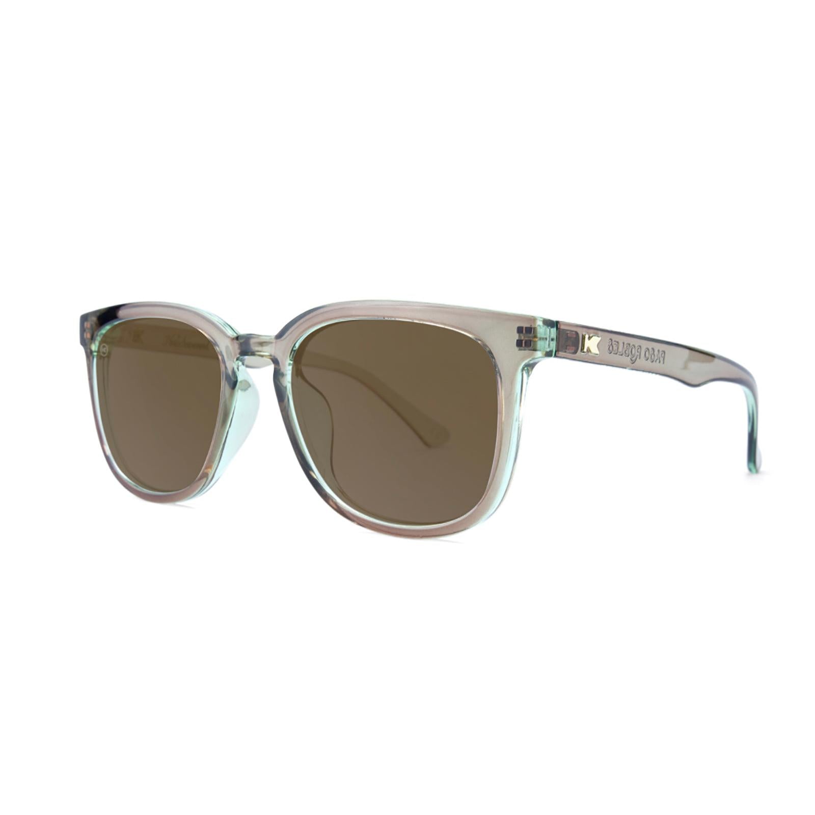 Sunglasses with Aged Sage Frame and Polarized Amber Lenses, Threequarter