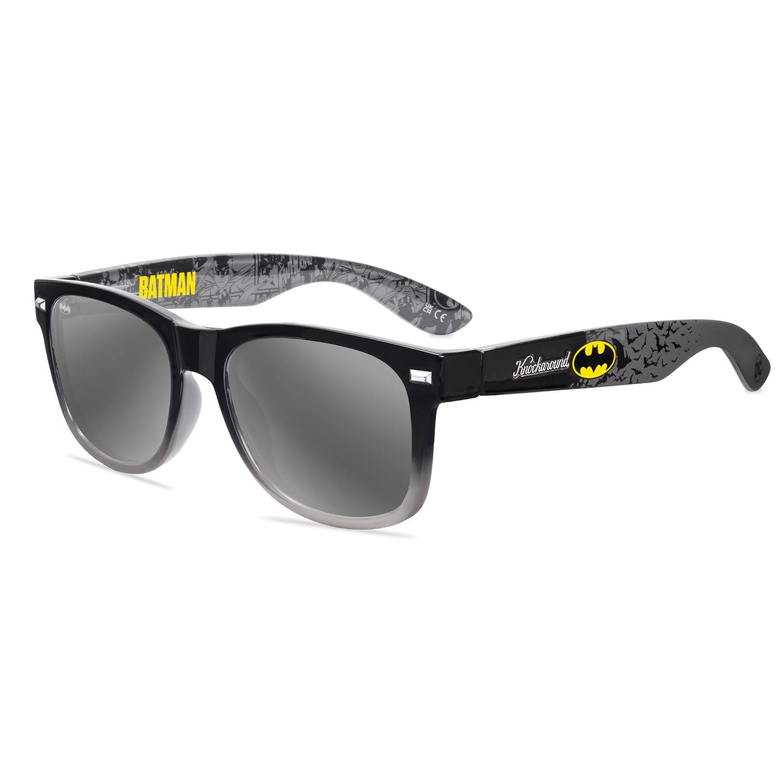 Knockaround Batman Fort Knocks Sunglasses with polarized silver lenses, flyover