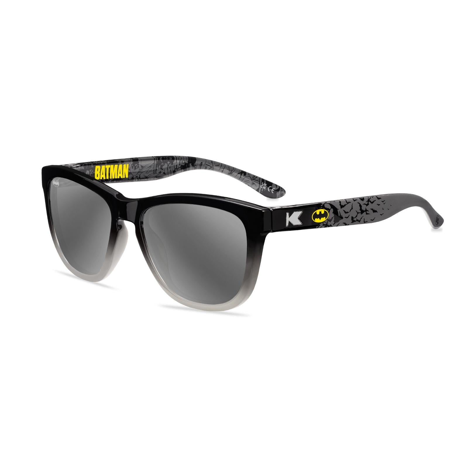 Knockaround Batman Kids Premiums Sunglasses with polarized silver lenses, flyover