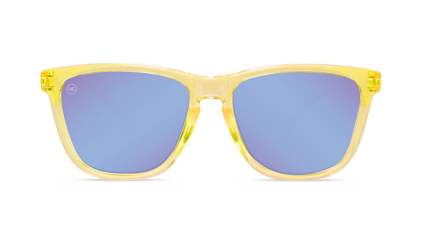 Sunglasses with Peach Frames and Polarized Snow Opal Lenses, Front