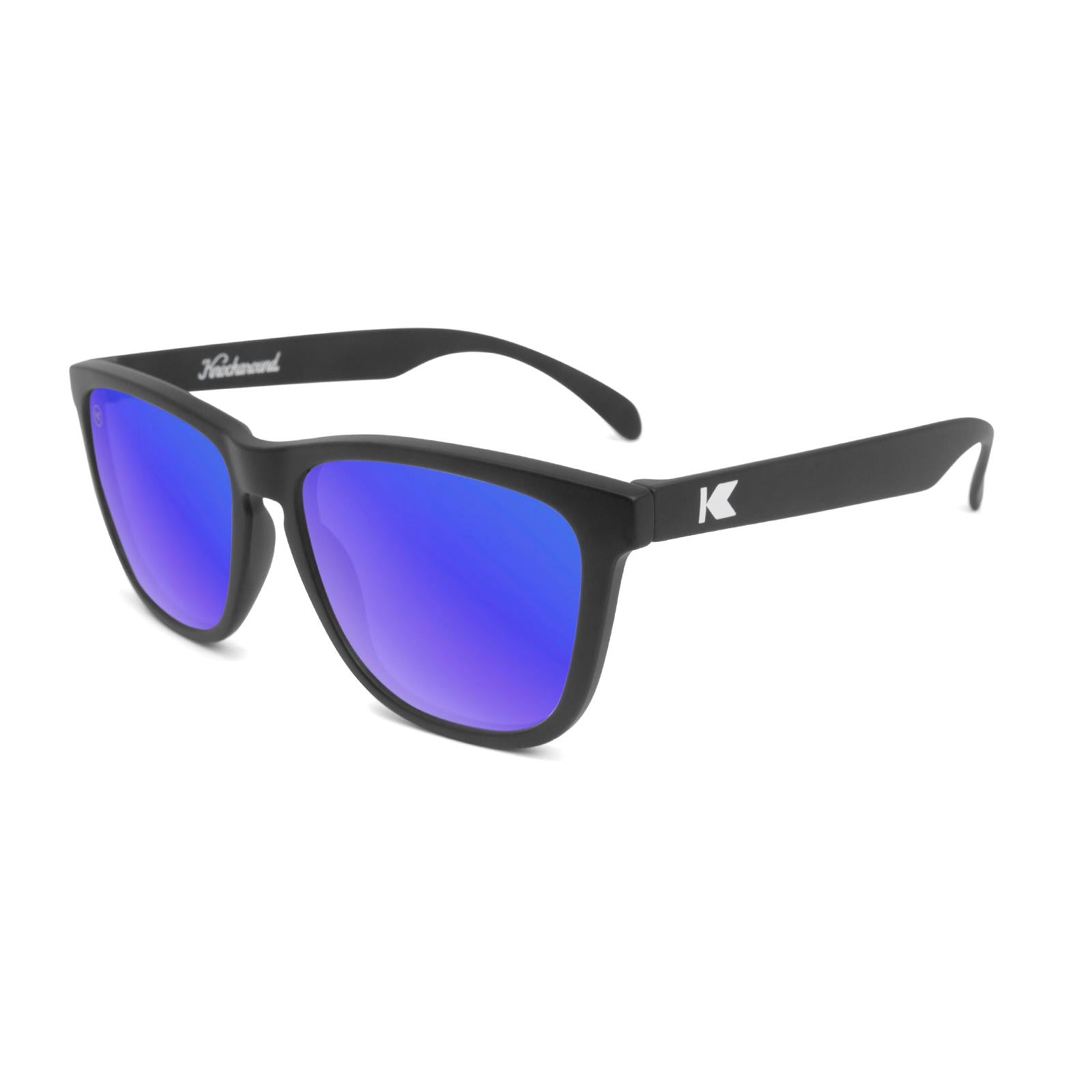 Sunglasses with Black Frame and Polarized Blue Moonshine Lenses, Flyover