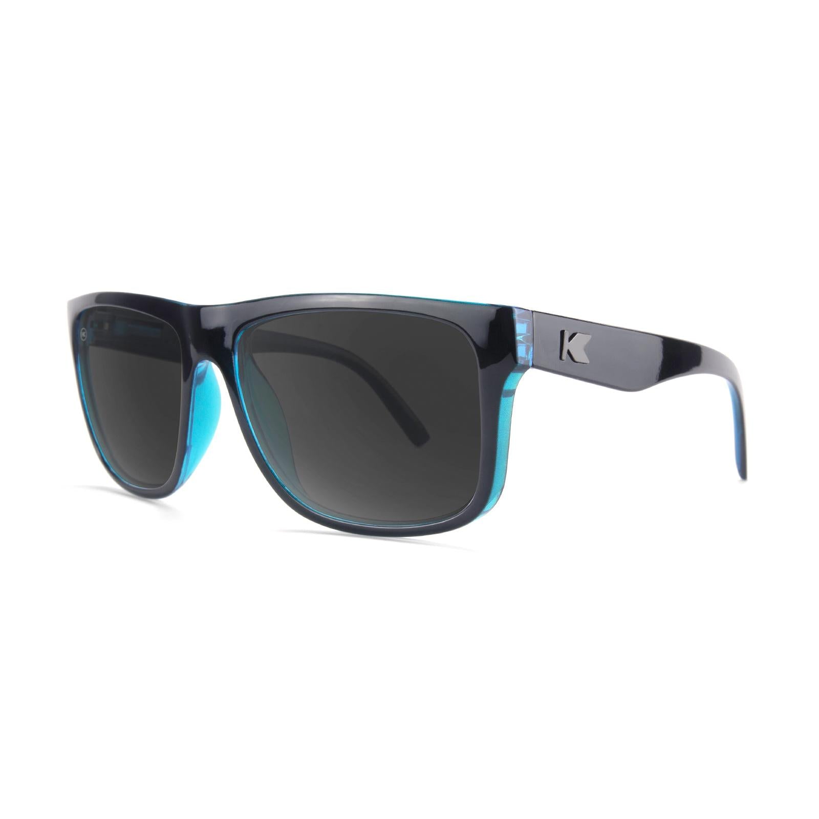 Sunglasses with Black Ocean Geode Frame and Polarized Black Smoke Lenses, Threequarter