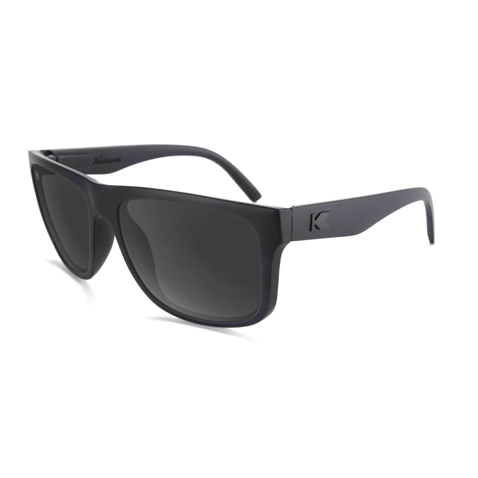 Sunglasses with Matte Black Frame and Polarized Black Smoke Lenses, Flyover