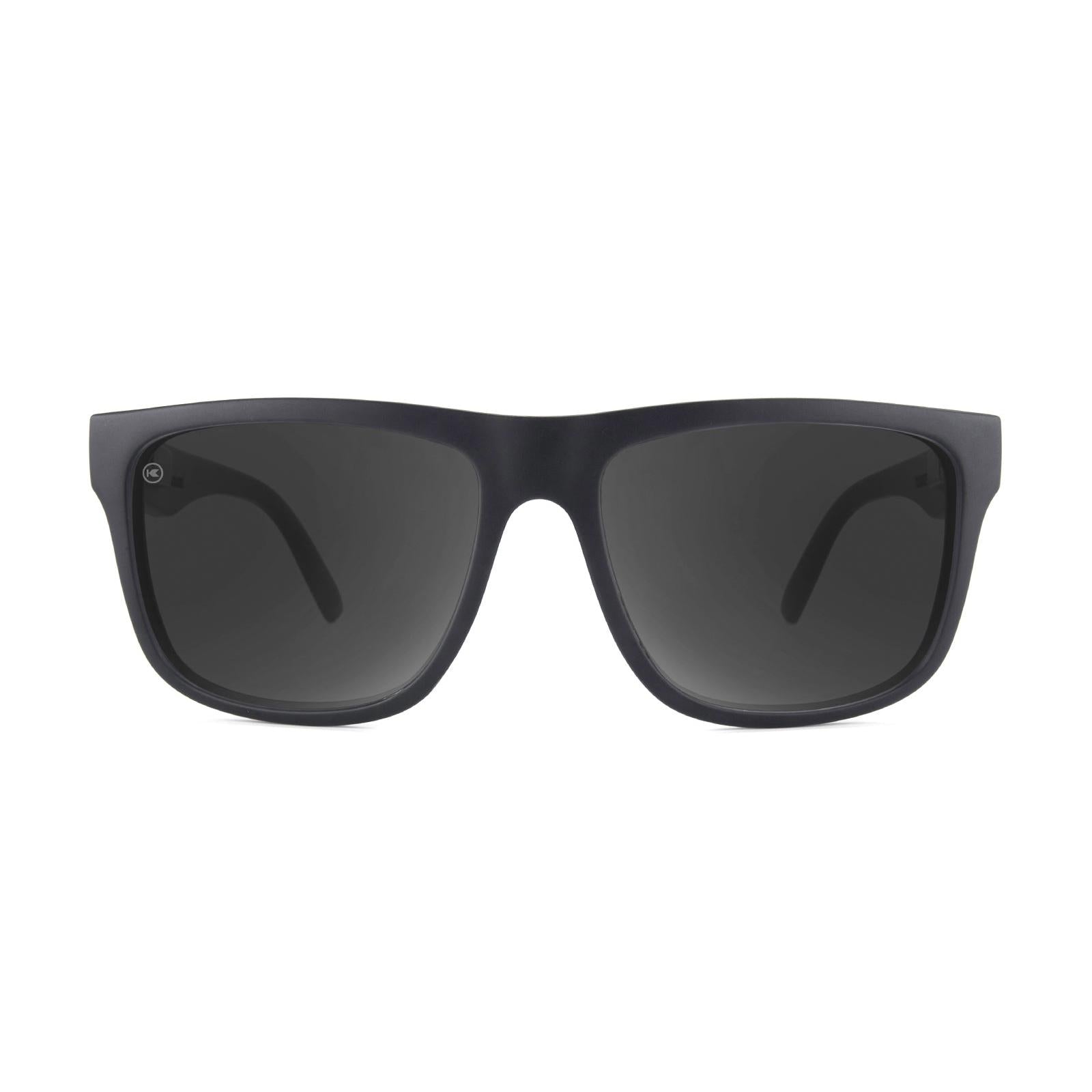 Sunglasses with Matte Black Frame and Polarized Black Smoke Lenses, Front