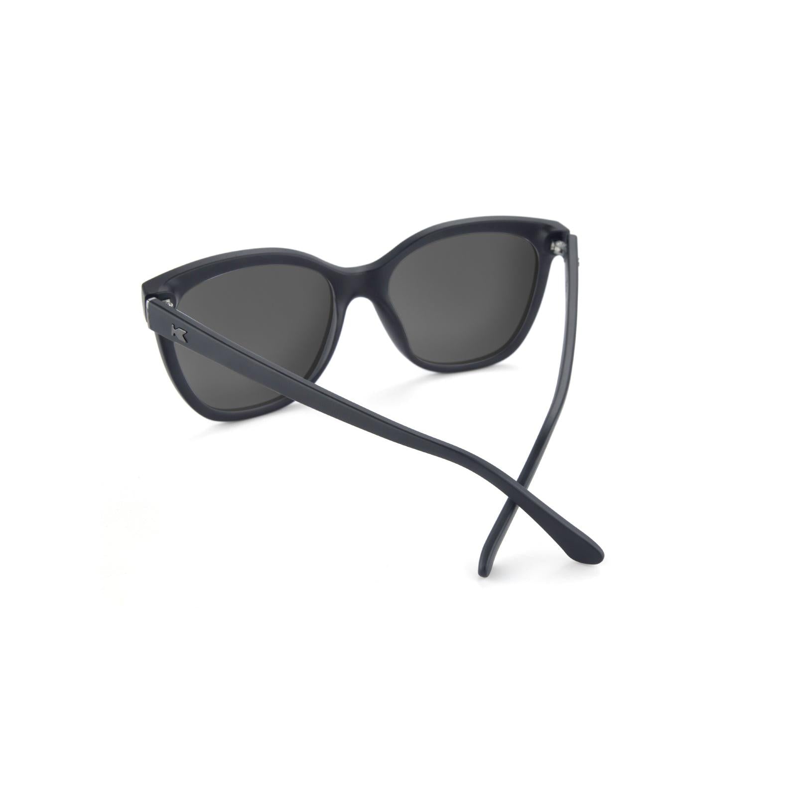 Sunglasses with Matte Black Frames and Polarized Black Smoke Lenses,back