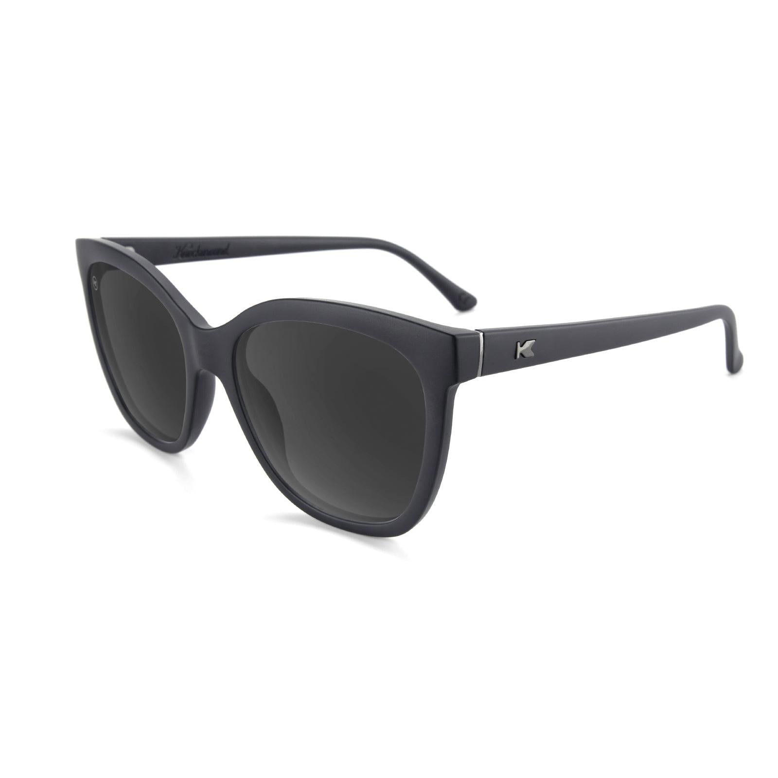 Sunglasses with Matte Black Frames and Polarized Black Smoke Lenses, Flyover