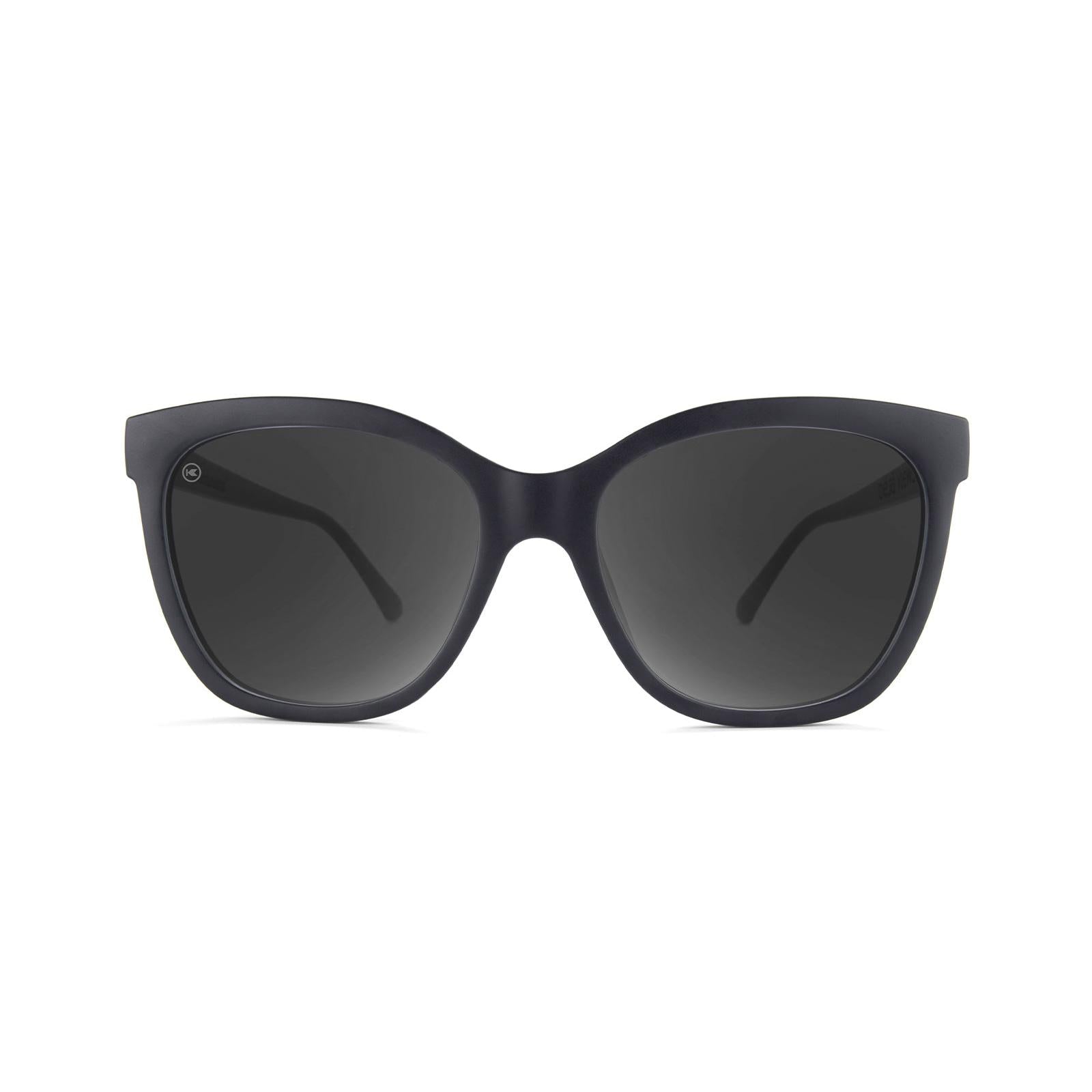 Sunglasses with Matte Black Frames and Polarized Black Smoke Lenses, Front