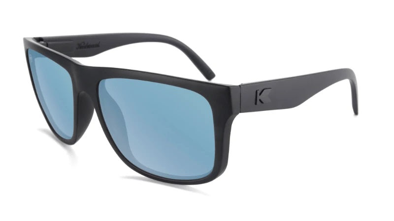 Black sunglasses with blue lenses