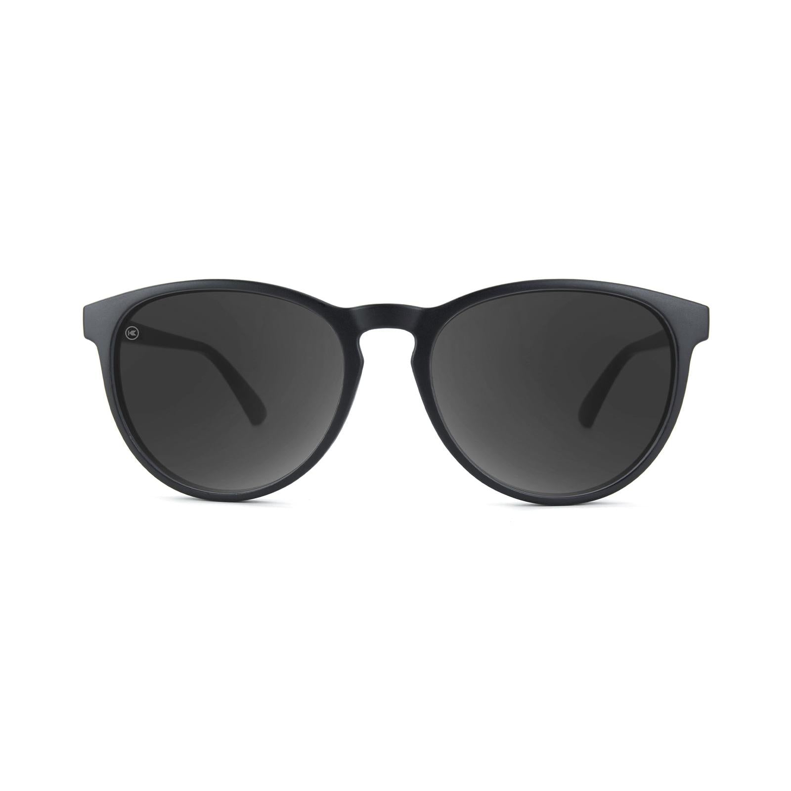 Sunglasses with Matte Black Frame and Polarized Smoke Lenses, Front