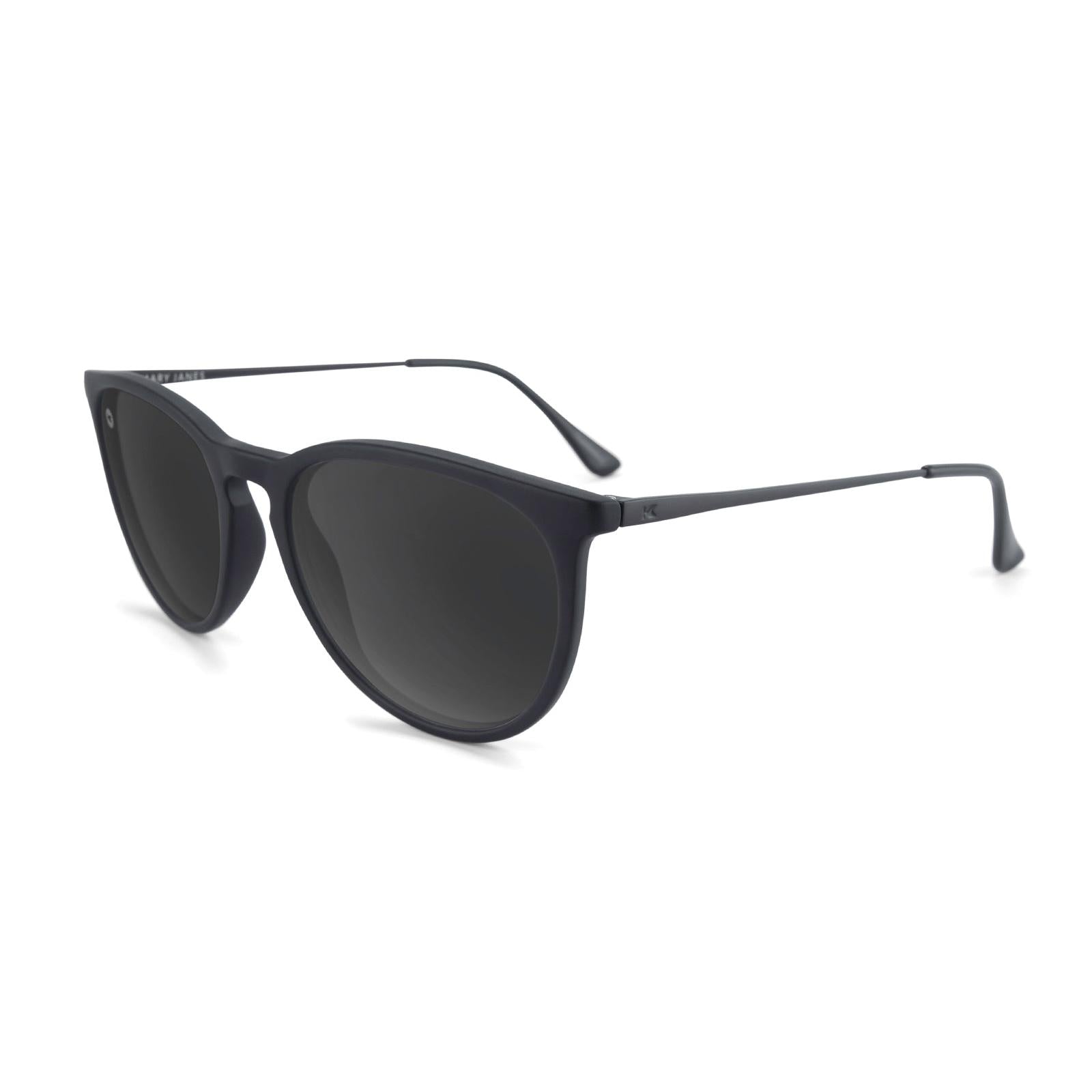 Sunglasses with Matte Black Frame and Polarized Black Smoke Lenses, Flyover