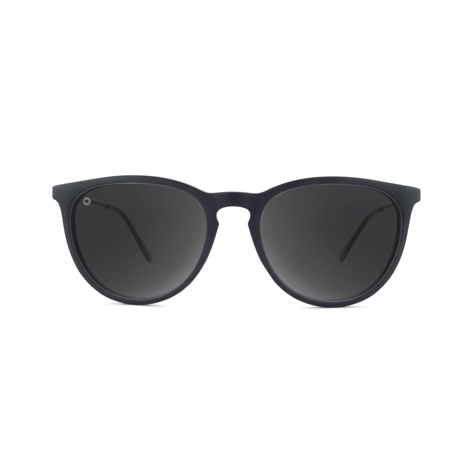 Sunglasses with Matte Black Frame and Polarized Black Smoke Lenses, Front