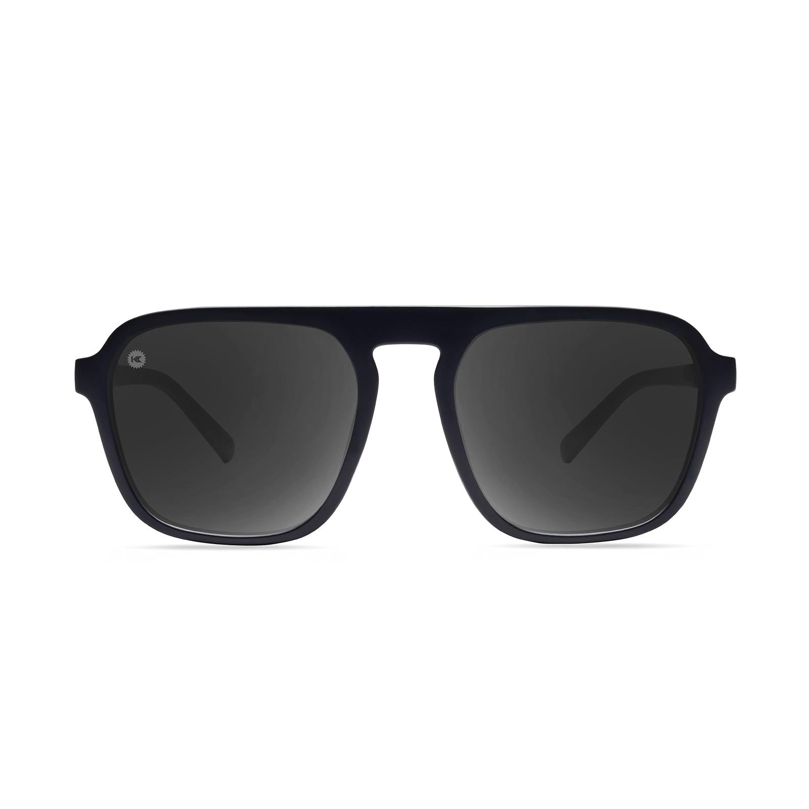 Sunglasses with Black Frames and Polarized Black Lenses, Front
