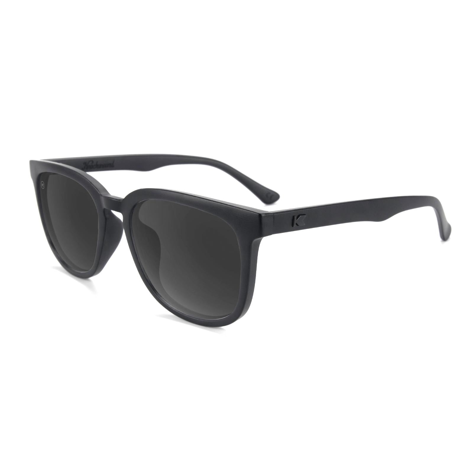Sunglasses with Matte Black Frames and Polarized Black Smoke Lenses, Flyover
