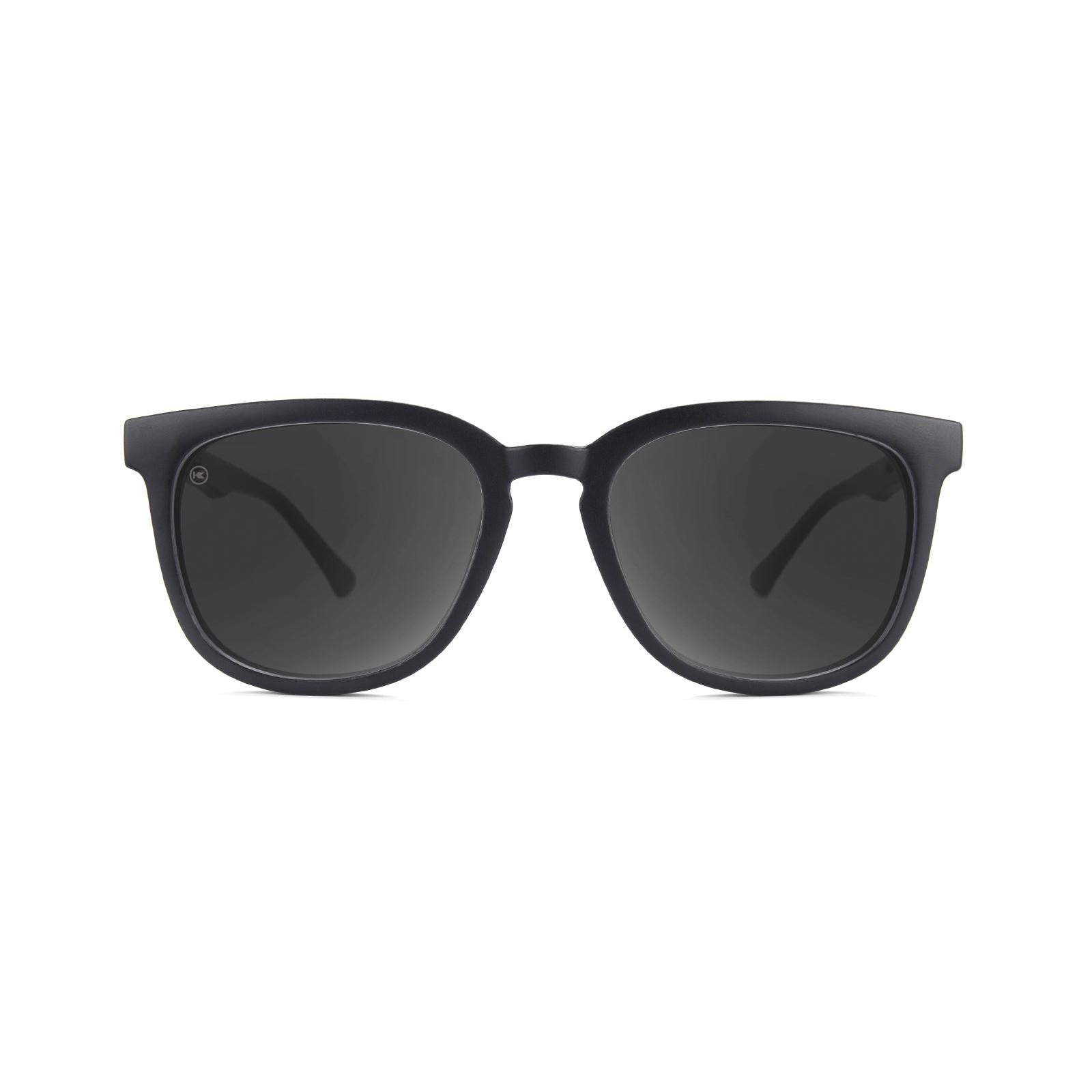 Sunglasses with Matte Black Frames and Polarized Black Smoke Lenses, Front