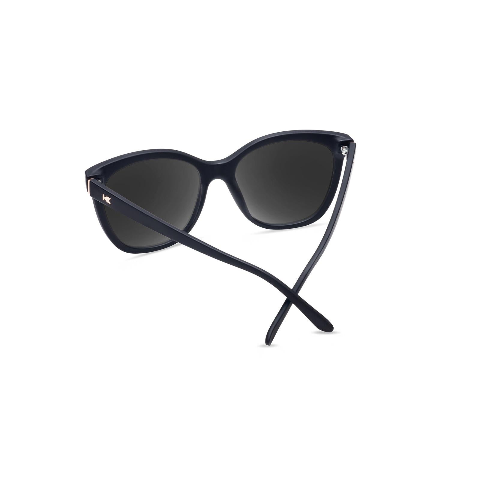 Sunglasses with Matte Black Frames and Polarized Rose Gold Lenses, Back