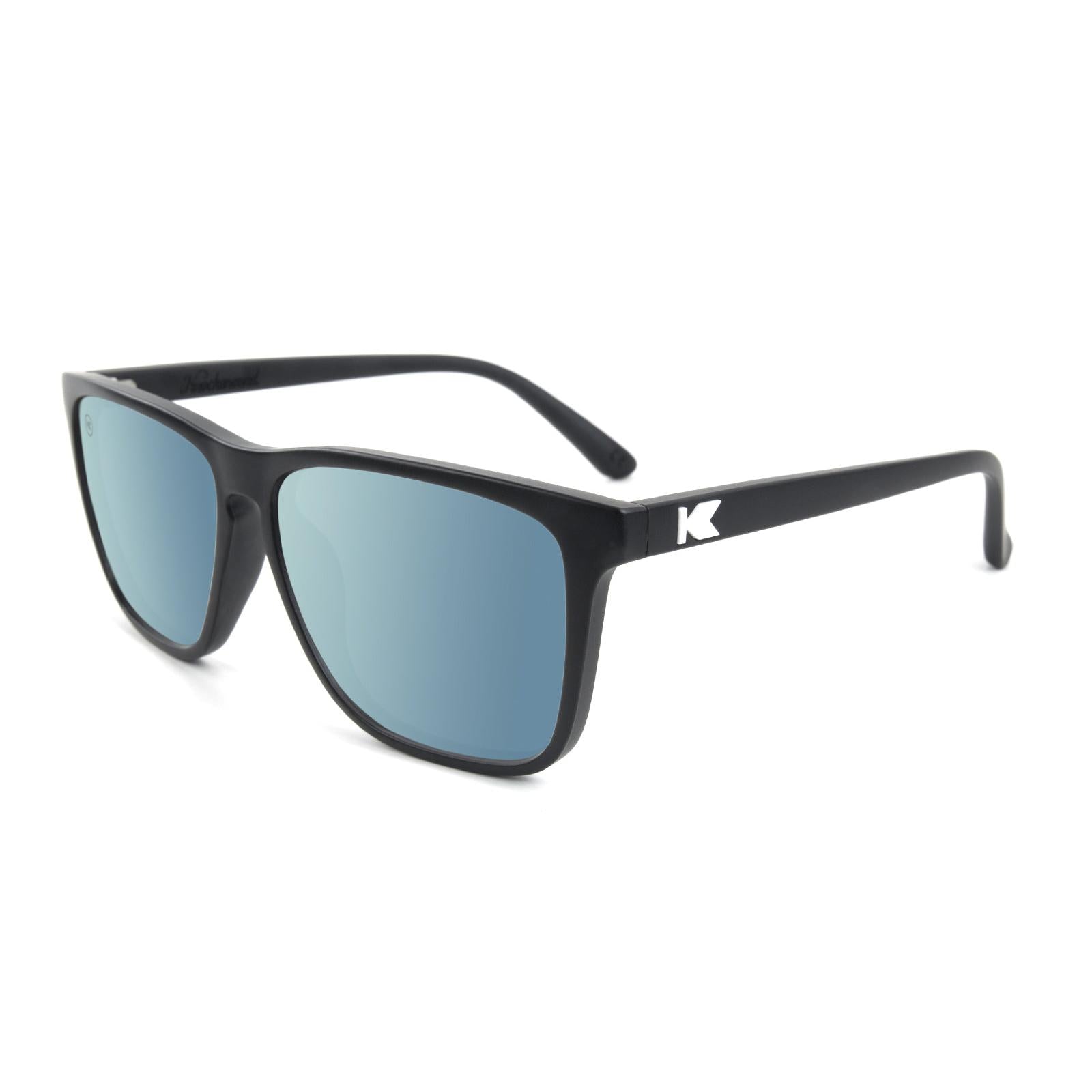Knockaround Fast Lanes Black Frame with Sky Blue Lenses, Flyover