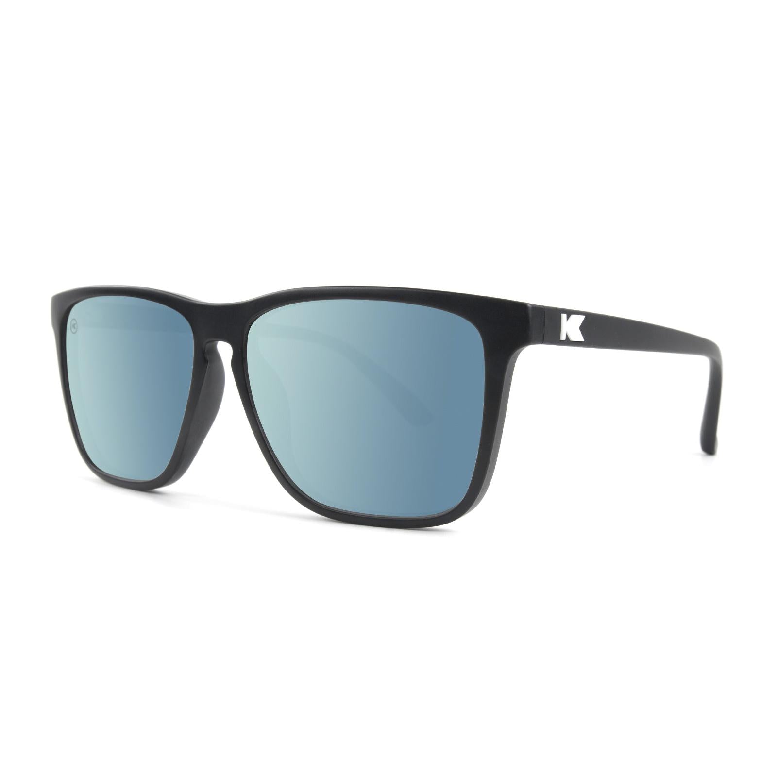 Knockaround Fast Lanes Black Frame with Sky Blue Lenses,Threequarter