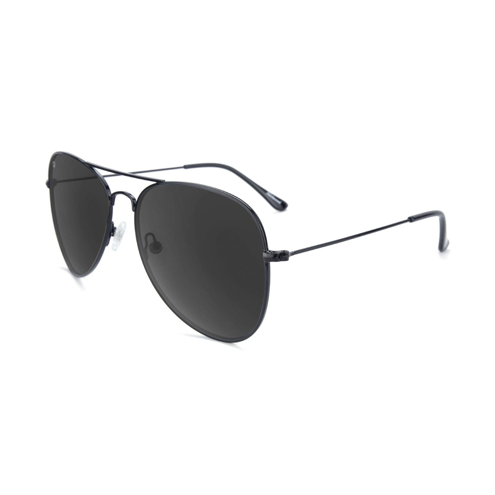 Sunglasses with Black Metal Frame and Polarized Black Smoke Lenses, Flyover