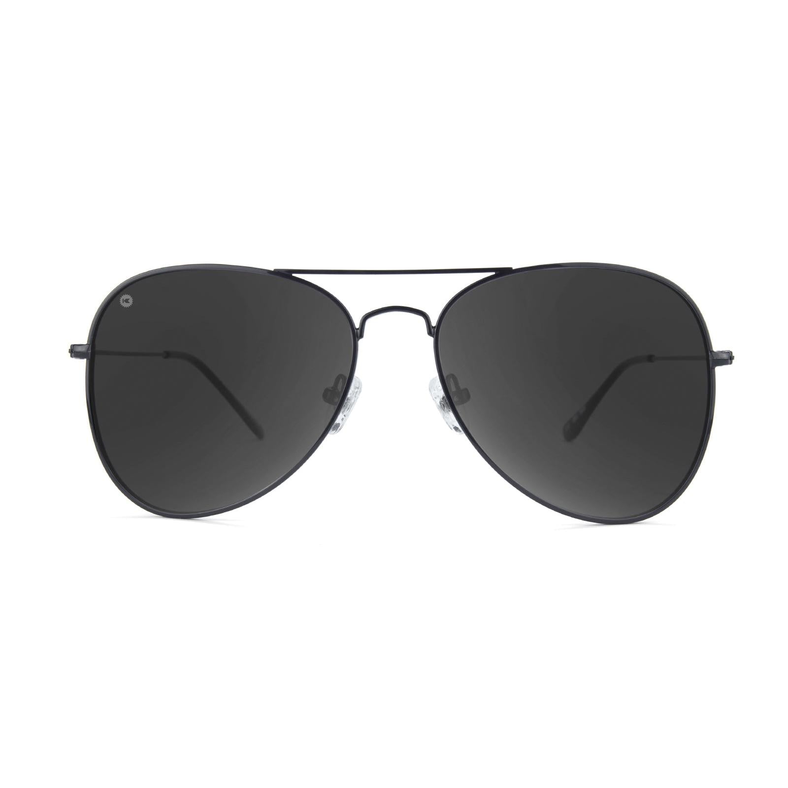 Sunglasses with Black Metal Frame and Polarized Black Smoke Lenses, Front