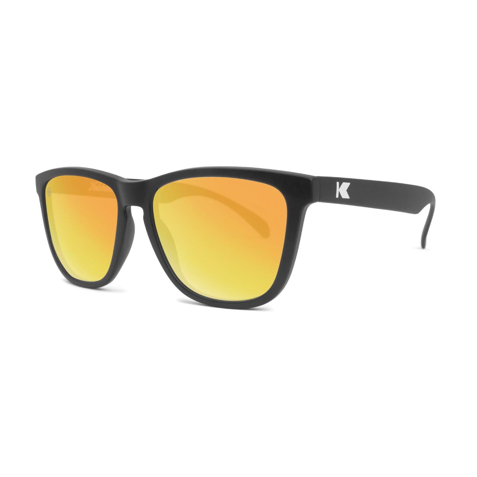 Sunglasses with Black Frame and Polarized Sunset Lenses, Threequarter