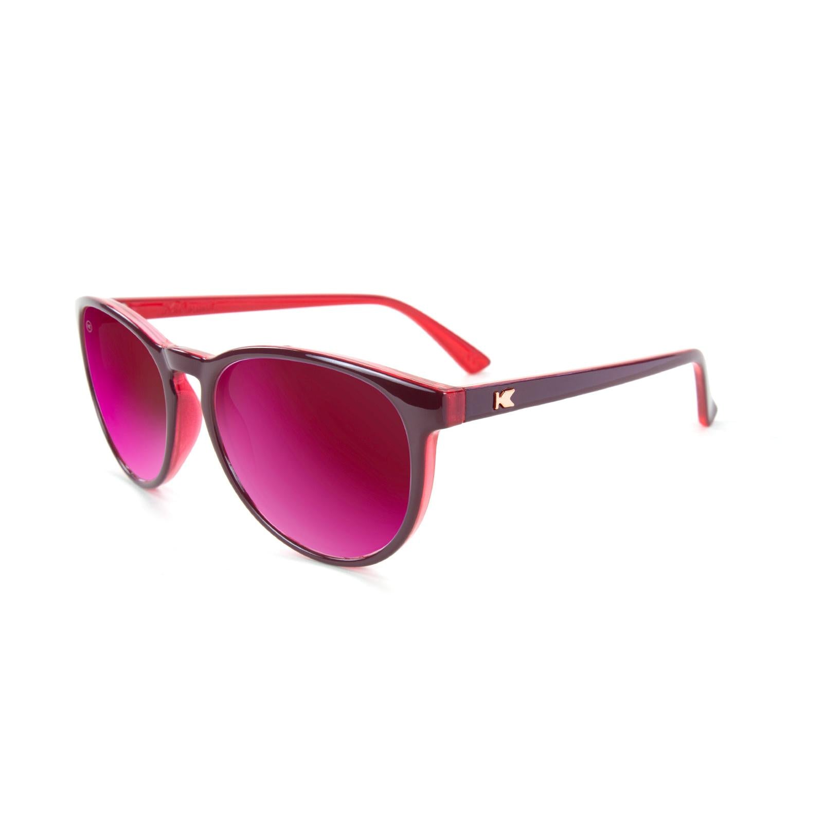 Sunglasses with Burgundy Watermelon Geode Frames and Polarized Fuchsia Lenses, Flyover