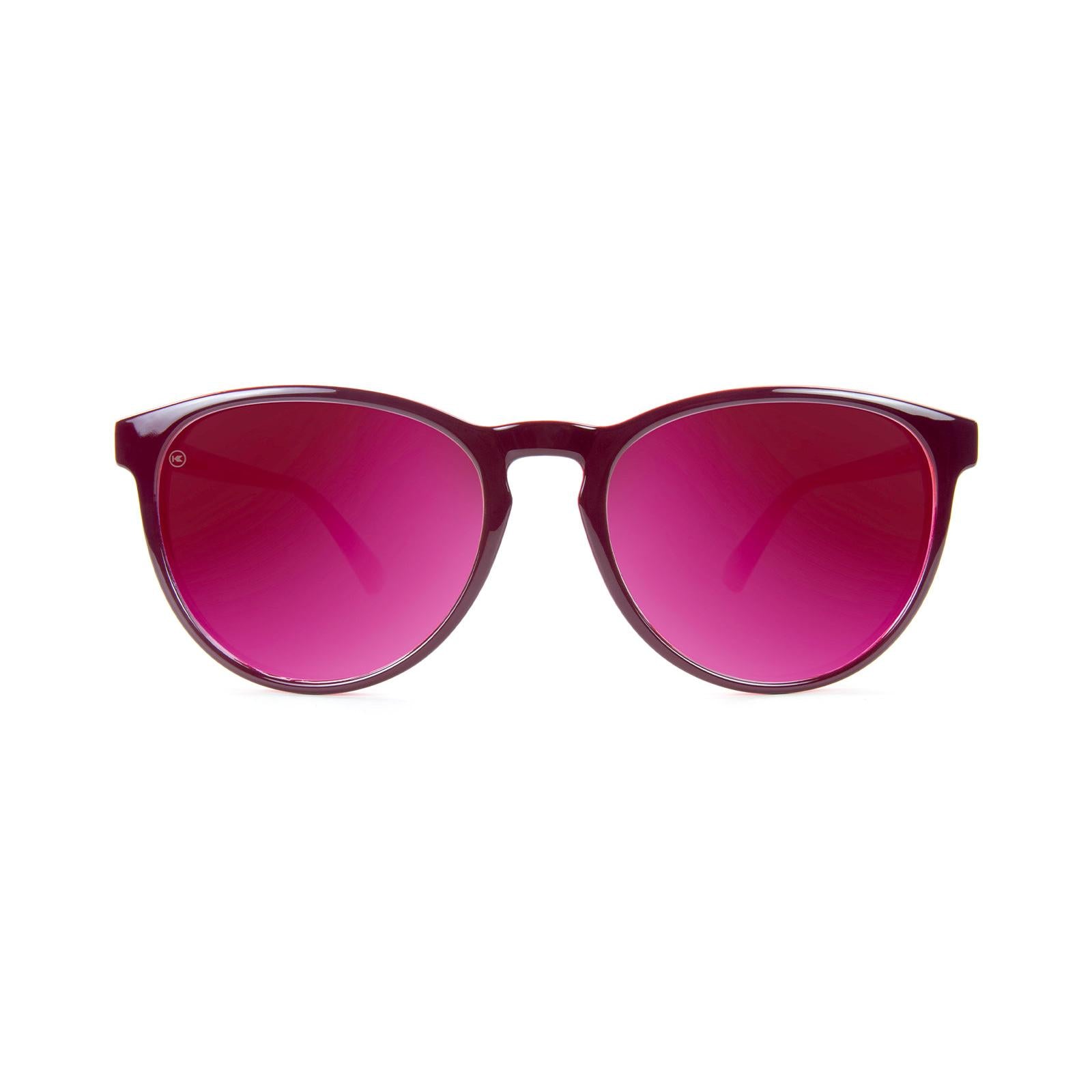 Sunglasses with Burgundy Watermelon Geode Frames and Polarized Fuchsia Lenses, Front