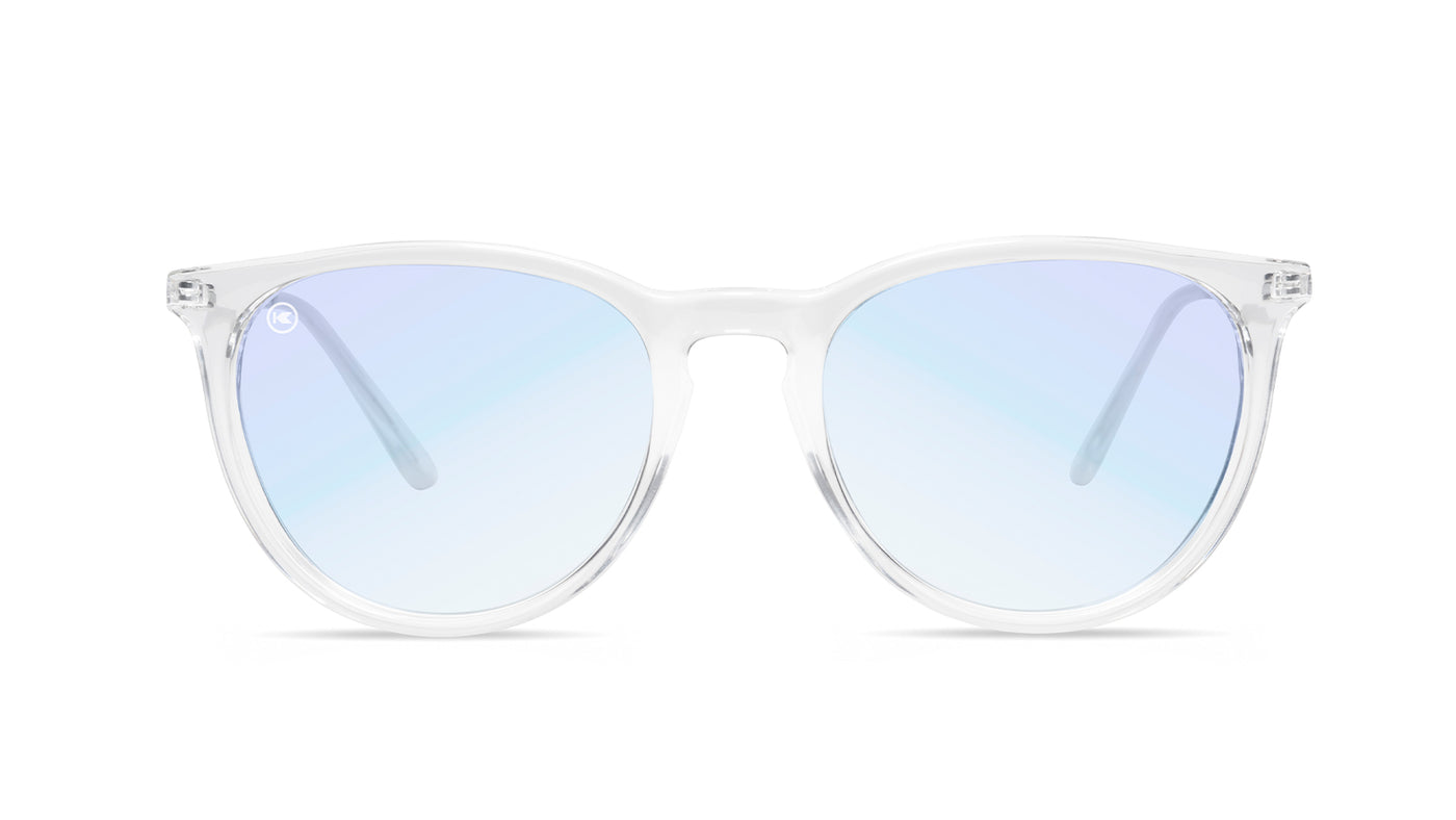 Sunglasses with Clear Frames and Clear Blue Light Blocking Lenses, Front