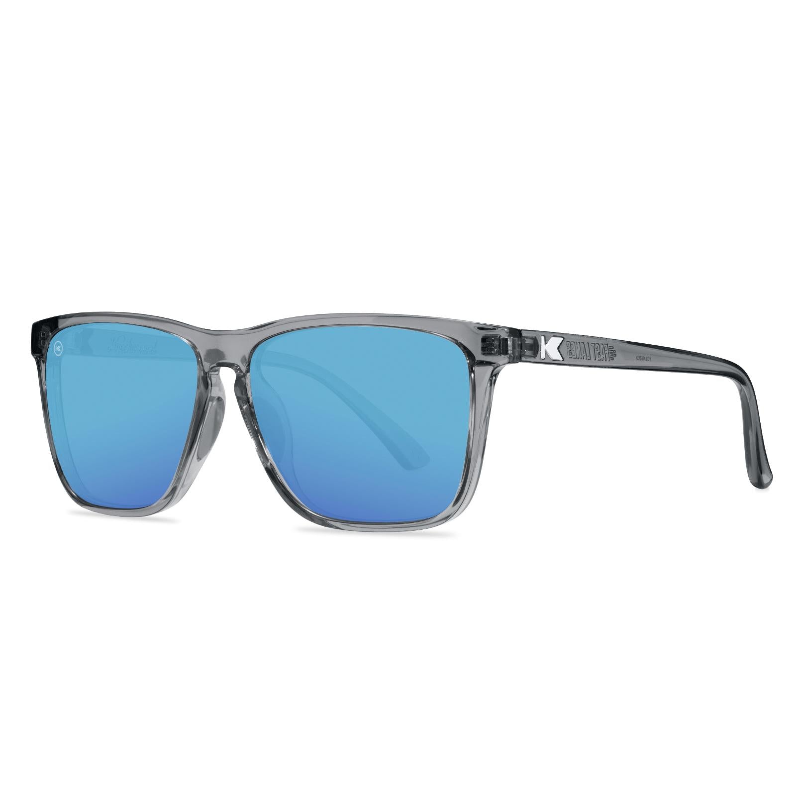 Clear Grey / Aqua Fast Lanes Sport Sunglasses, Threequarter