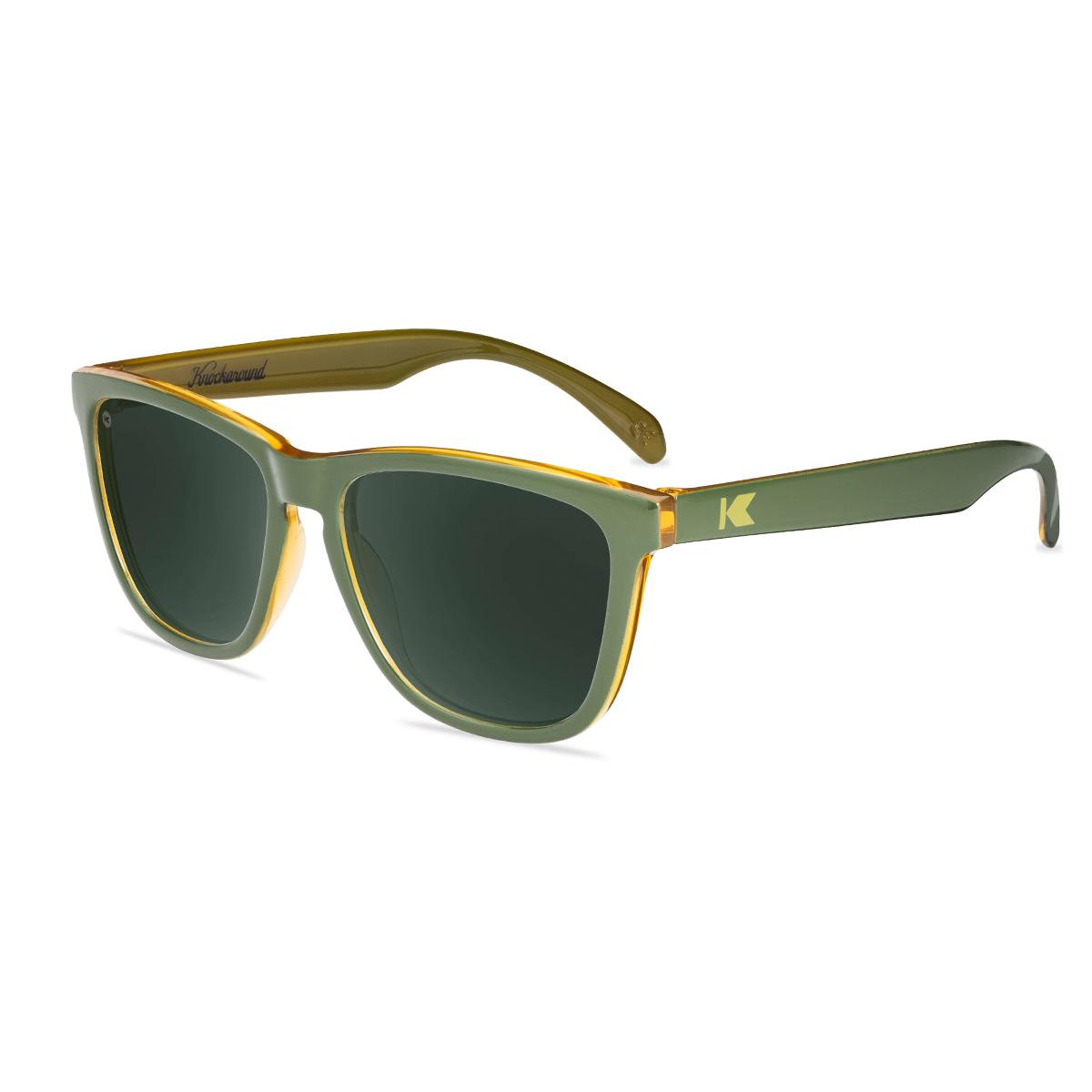 Sunglasses with Glossy Green Frames and Polarized Green Lenses, Flyover